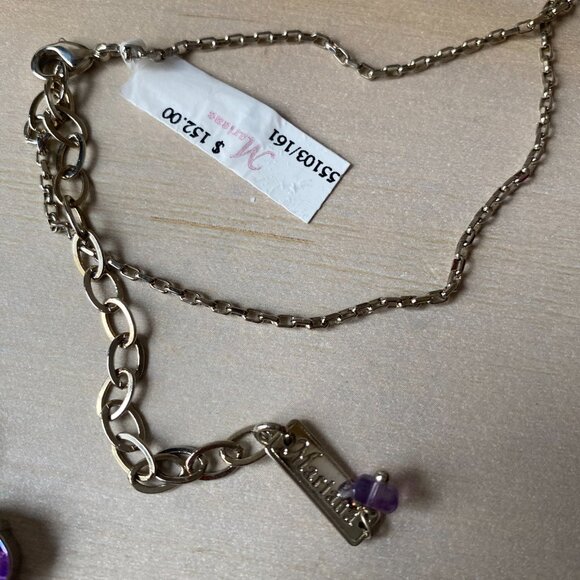 NWT Mariana Medium 4 Stone Cushion Cut Pendant Necklace Purple Blue Crystal - Picture 13 of 15